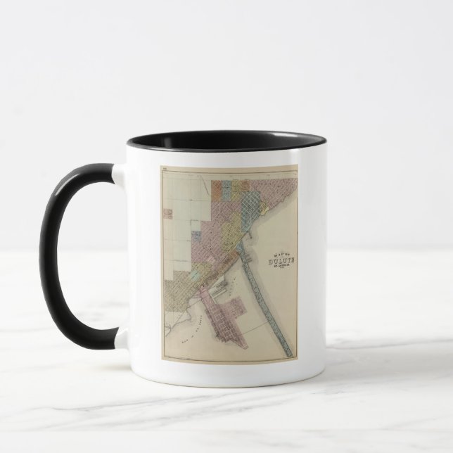Caneca Mapa de Duluth, Ruas. Condado de Louis, Minnesota (Esquerda)