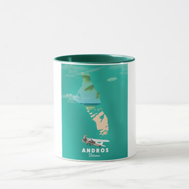 Caneca Mapa de férias de Andros Bahamas. (Centro)