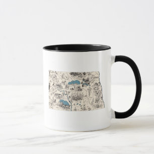 Caneca Mapa de Imagens Vintage em Forma de Dakota do Nort