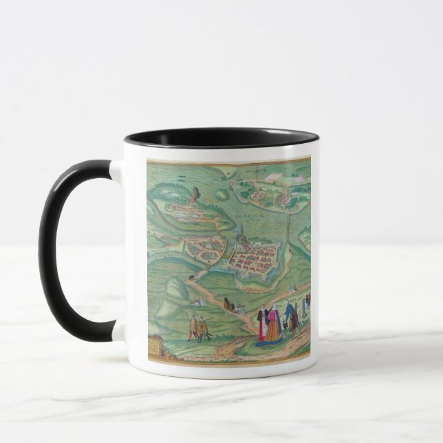 Caneca Mapa de Raab, de "Civitates Orbis Terrarum" pelo (Esquerda)