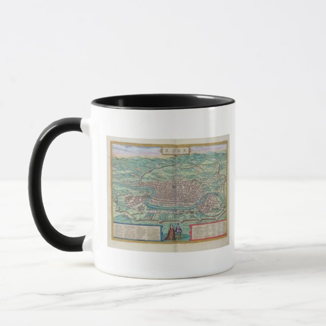 Caneca Mapa de Roma, de "Civitates Orbis Terrarum" pelo (Esquerda)