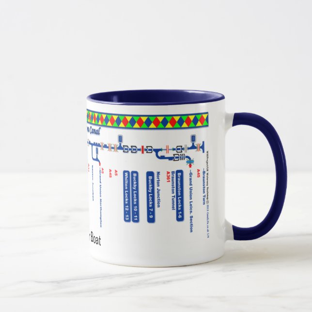 Caneca Mapa de rota grande do canal da união (1 de 4) (Direita)