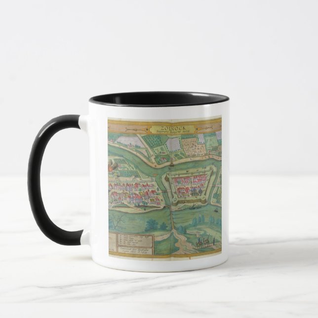 Caneca Mapa de Szolnok, de "Civitates Orbis Terrarum" (Esquerda)