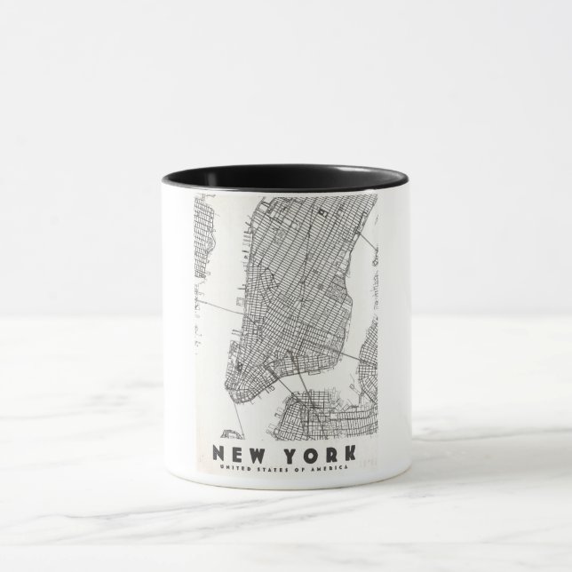 Caneca Mapa de Viagem Antigo da Cidade de Nova York (Centro)