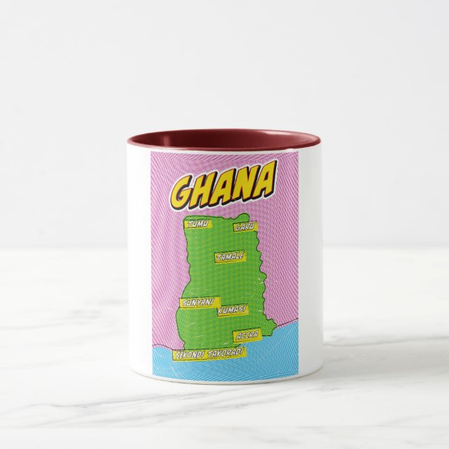 Caneca Mapa de viagem de Gana (Centro)