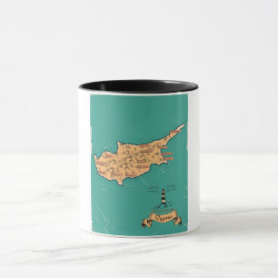 Caneca Mapa de viagem ilustrado Chipre