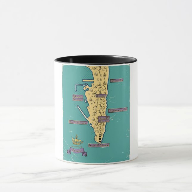 Caneca Mapa de viagem ilustrado de Gibraltar (Centro)