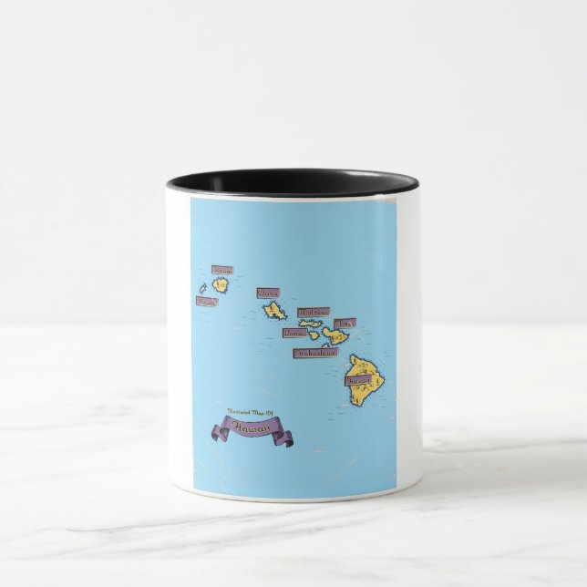 Caneca Mapa de viagem ilustrado do Havaí (Centro)