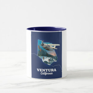 Caneca Mapa de viagem Ventura Califórnia Número da Tabela