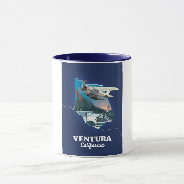 Caneca Mapa de viagem Ventura Califórnia Número da Tabela (Centro)