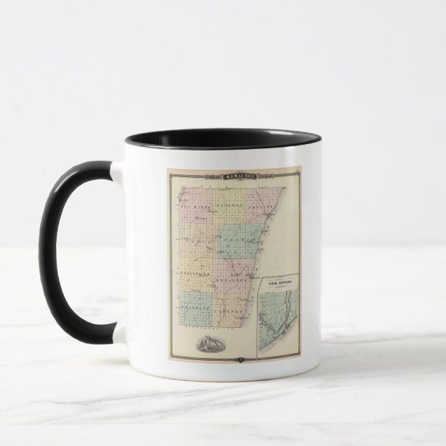 Caneca Mapa do condado de Kewaunee (Esquerda)