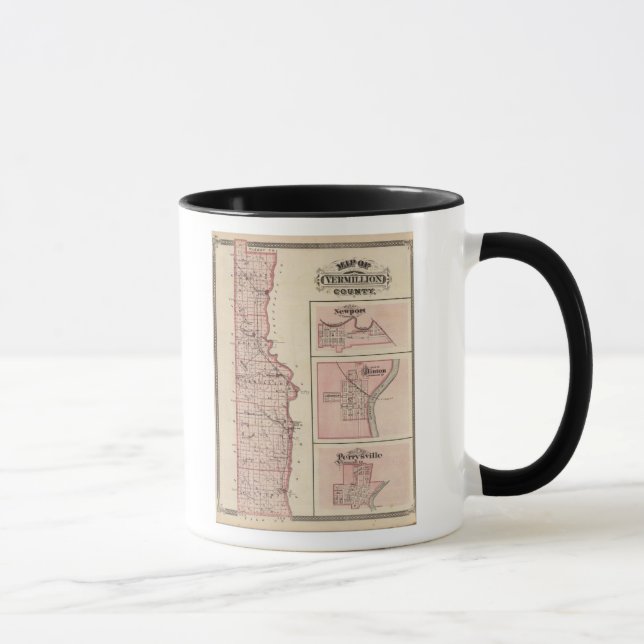 Caneca Mapa do Condado de Vermilm com Newport (Direita)