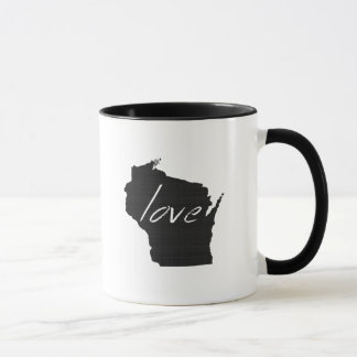 Caneca Mapa do Estado do Amor em Wisconsin Moldou quadro