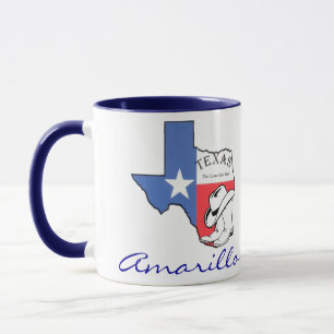 Caneca Mapa do Estado do Texas Amarillo com Estrela, Bota