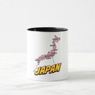 Caneca Mapa do Japão Ilustrado em Pop Art