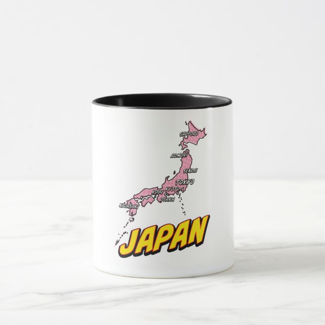 Caneca Mapa do Japão Ilustrado em Pop Art (Centro)