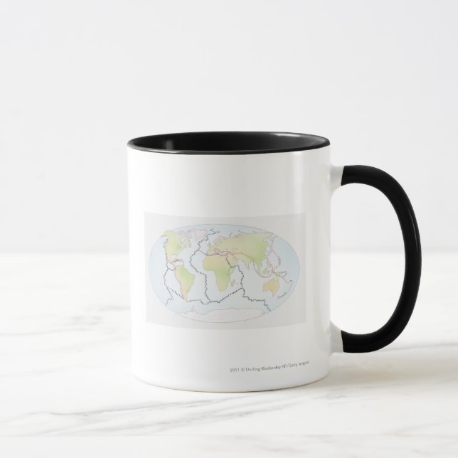 Caneca Mapa do mundo que mostra margens da placa (Direita)