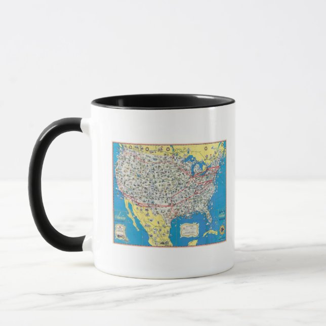 Caneca Mapa do sistema da American Airlines (Esquerda)