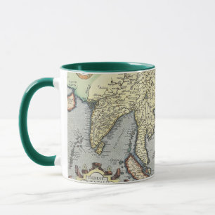 Caneca Mapa do vintage de India 1592