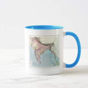 Caneca Mapa do vintage de India   1877