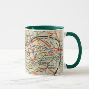 Caneca Mapa dos Caminhos de Ferro Subterrâneos de Londre