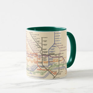 Caneca Mapa dos Caminhos de Ferro Subterrâneos de Londre