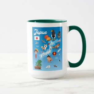 Caneca Mapa dos desenhos animados dos miúdos de Japão
