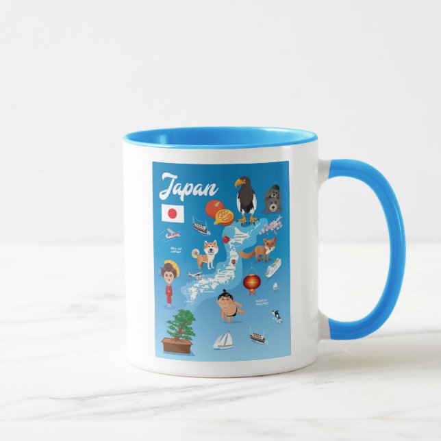 Caneca Mapa dos desenhos animados dos miúdos de Japão (Direita)
