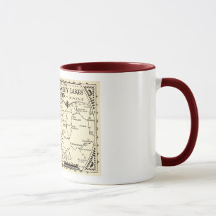 Caneca Mapa dos lagos Rangeley, vintage de Maine