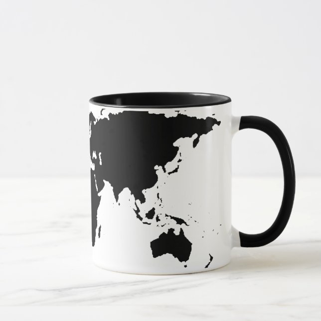 Caneca mapa gráfico preto mundial (Direita)