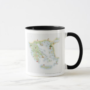 Caneca Mapa ilustrado da piscina antiga