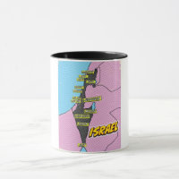 Mapa ilustrado de Israel em Pop Art