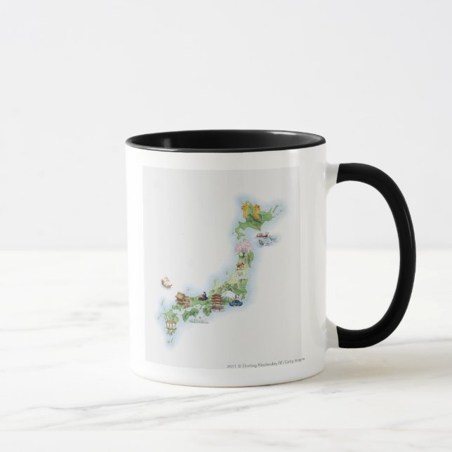Caneca Mapa ilustrado de Japão antigo (Direita)