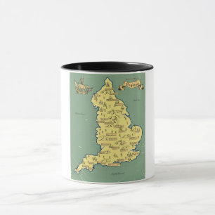 Caneca Mapa ilustrado de Viagem da Inglaterra