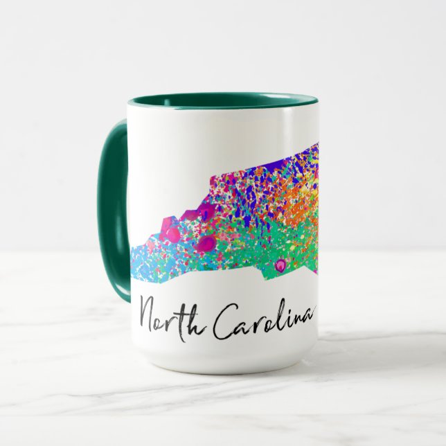 Caneca Mapa moderno de North Carolina (Frente Esquerda)
