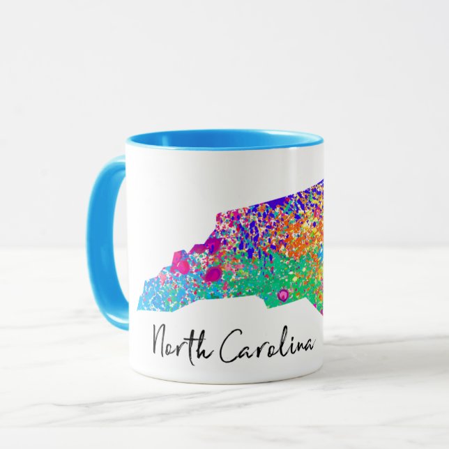 Caneca Mapa moderno de North Carolina (Frente Esquerda)