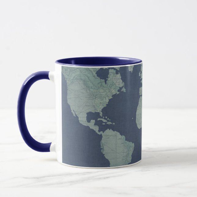 Caneca Mapa Mundial de Linen Azul (Esquerda)
