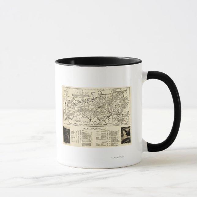 Caneca Mapa Nacional do Parque Nacional das Montanhas do  (Direita)
