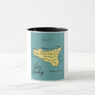 Caneca Mapa Náutico Antigo da Sicília