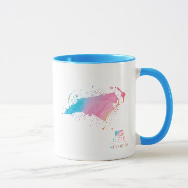 Caneca Mapa | North Carolina da aguarela (Direita)