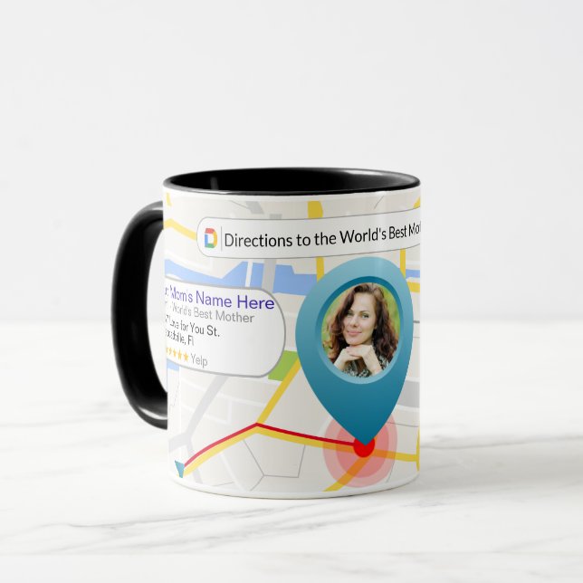 Caneca Mapa para o melhor café-mãe do mundo (Frente Esquerda)