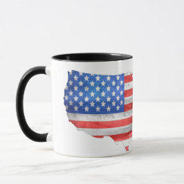 Caneca Mapa Patriótico Americano de Bandeira EUA
