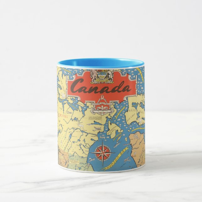Caneca Mapa Pictórico do Canadá - Marcas (Centro)