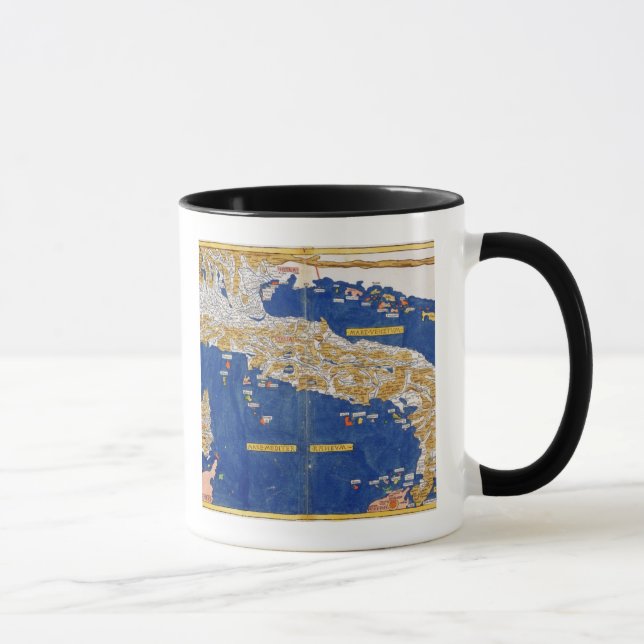 Caneca Mapa Ptolemaic de Italia, 1482 (litho colorido) (Direita)