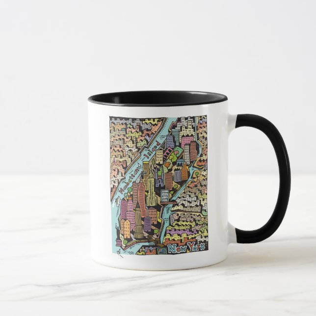 Caneca Mapa tirado mão da Nova Iorque (Direita)
