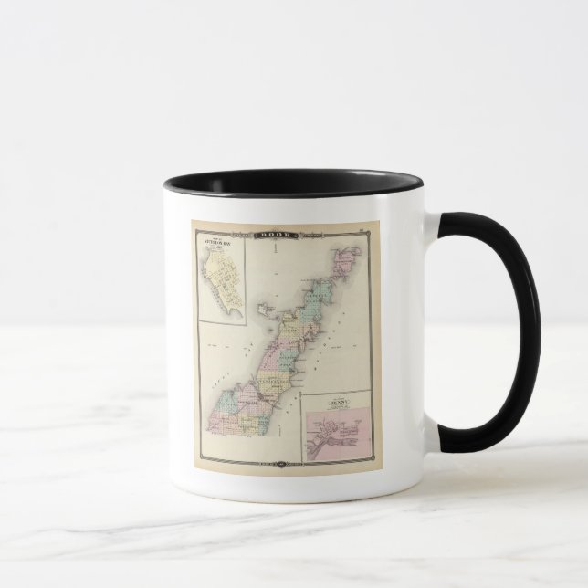 Caneca Mapas de Door County, Sturgeon Bay e Jenny (Direita)