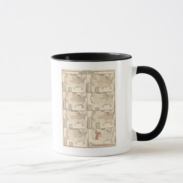 Caneca mapas litográficos de estatísticas denominacionais (Direita)
