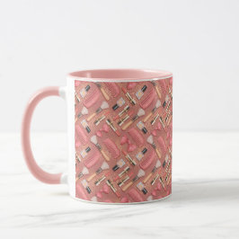 Caneca Maquiagem Cor-de-Rosa Padrão com Brilho