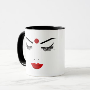 Caneca Maquiagem Hindu Dot Beleza Rosto Cílios & Lábios V