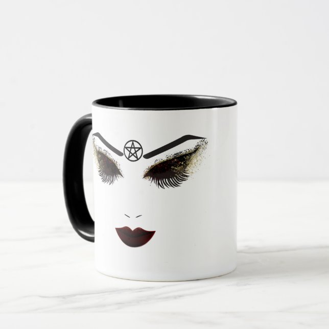 Caneca Maquiagem Pentáculo Beleza Rosto Cílios e Lábios E (Frente Esquerda)